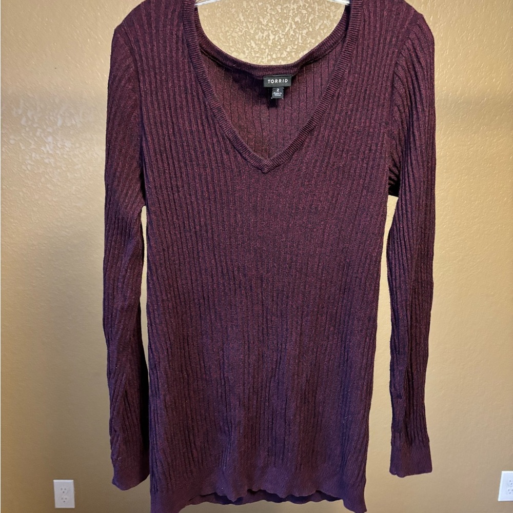 Torrid Ribbed Burgundy Knit Sweater